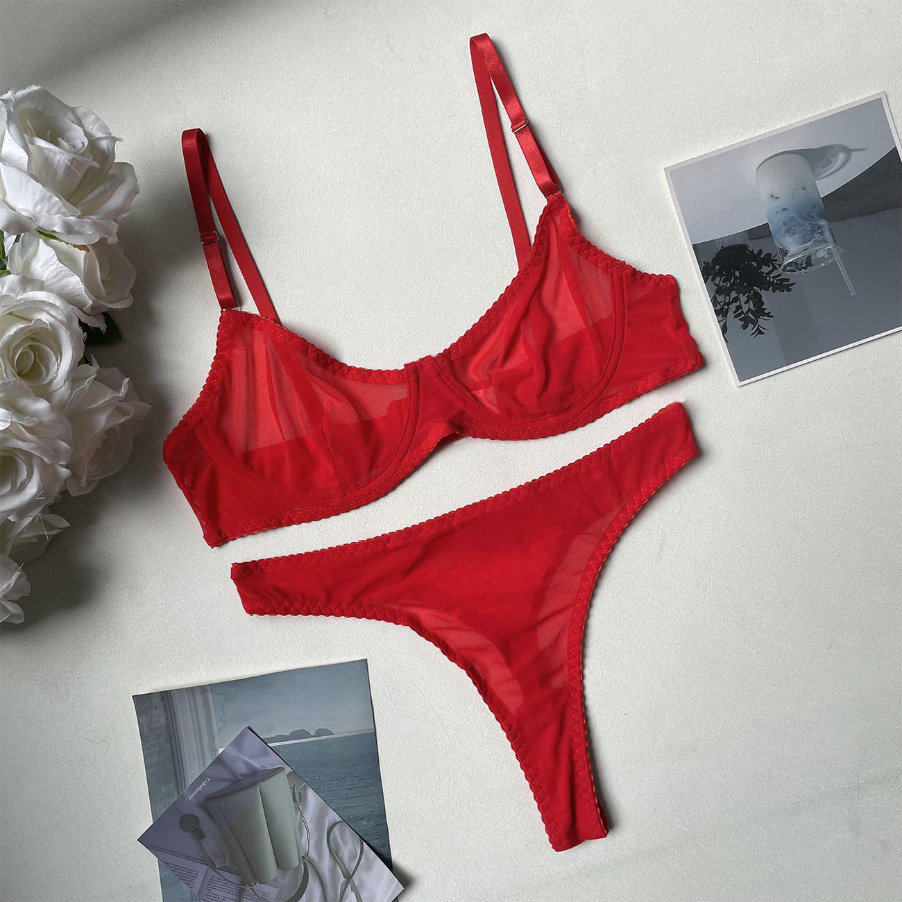 freedombeauty|Hot-selling lingerie sexy perspective 2-piece kit