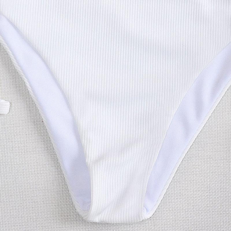 FREEDOMBEAUTY | 2025 new European and American sexy solid color split bikini women's summer swimsuit neck swimsuit