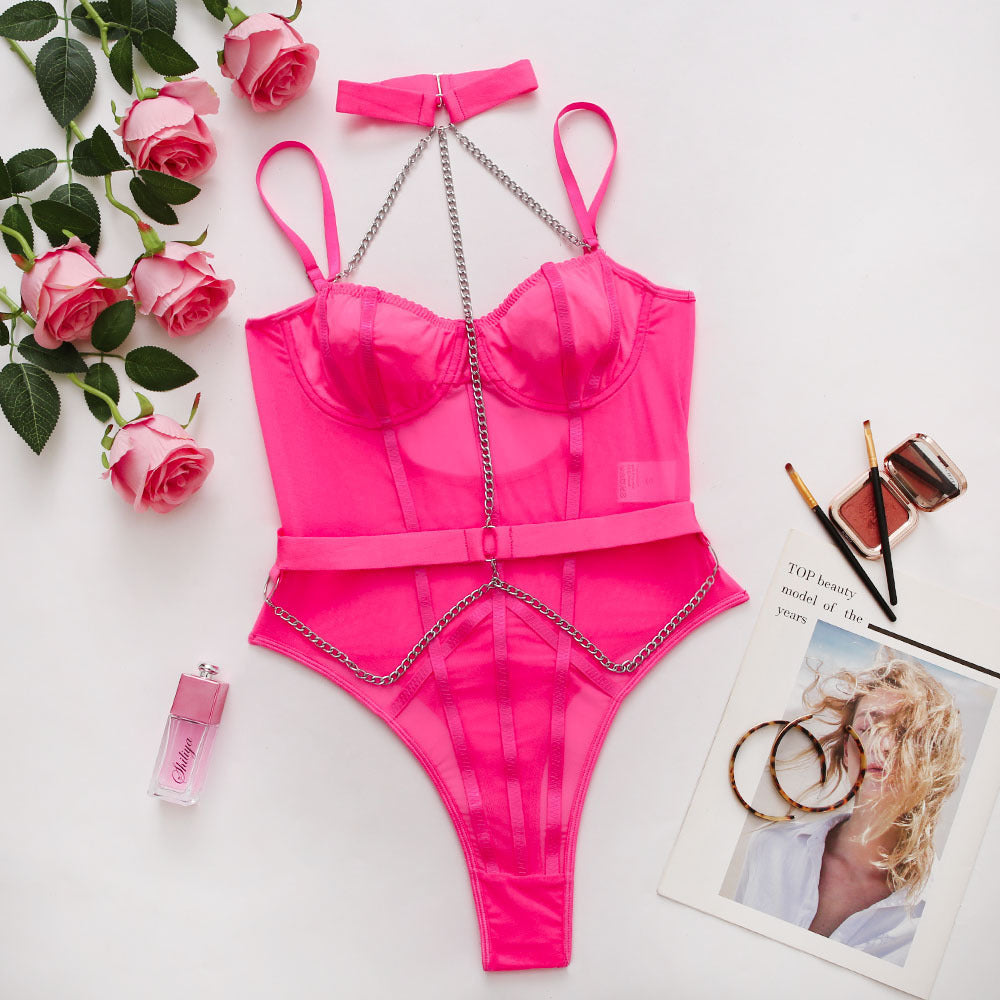 Freedombeauty | 4 high-end quality metal chain sling sexy backless sex  bodysuit women 21058
