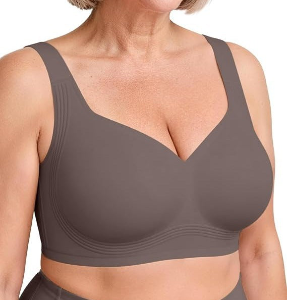 FREEDOMBEAUTY | Export Soft Support Large Bust Bra for Women, Seamless, Thin, Wireless, Push-Up Comfortable Full-Size Girl Jelly Bra