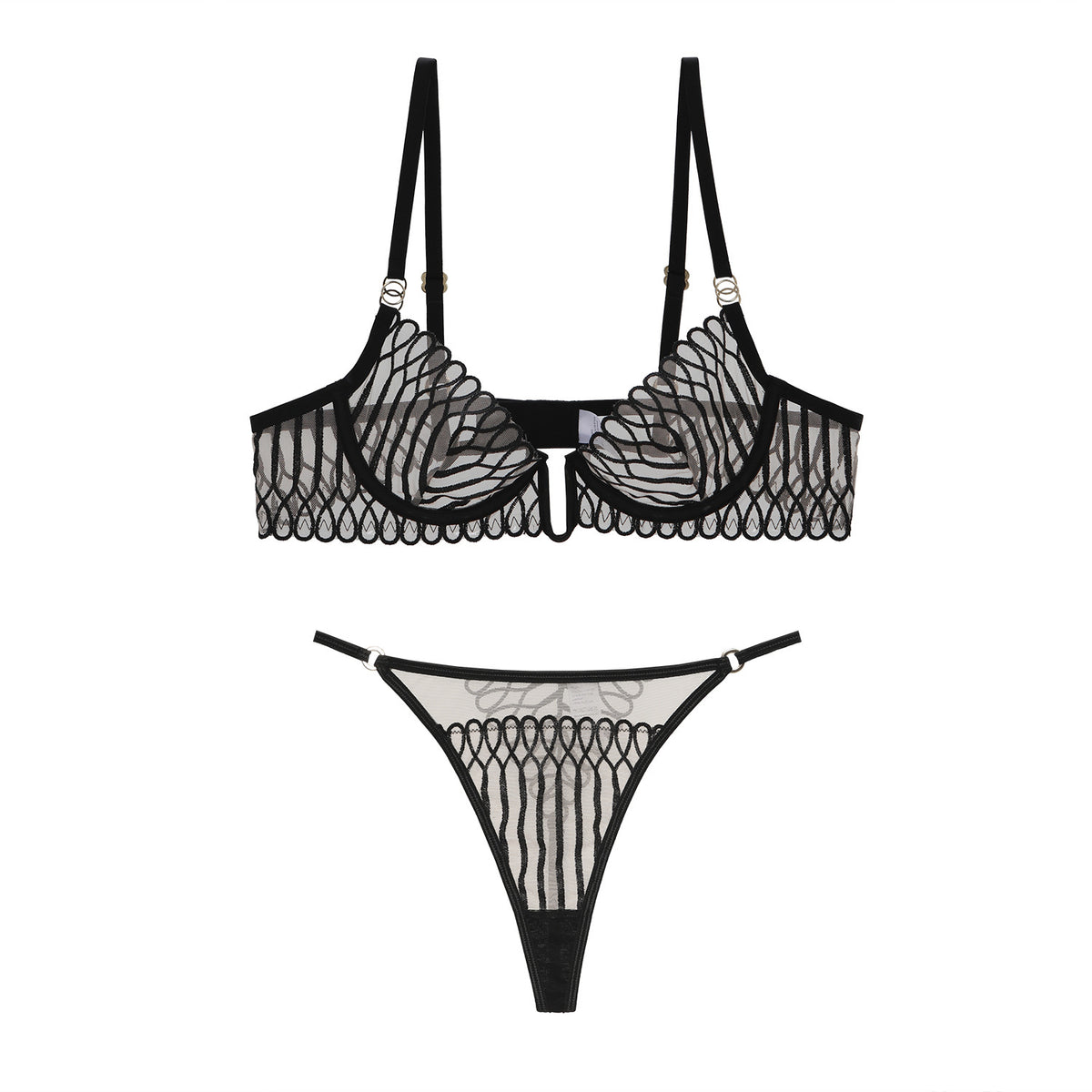FREEDOMBEAUTY | Shellfish lace elegance temperament deep U steel rim natural shaping sexy French underwear bra panties French underwear