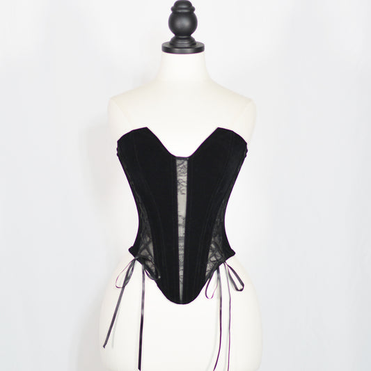 FREEDOMBEAUTY | 768 Foreign Trade Amazon Velvet Peony Lace Ribbon Sexy Versatile Outer Wear Fishbone Shapewear Corset
