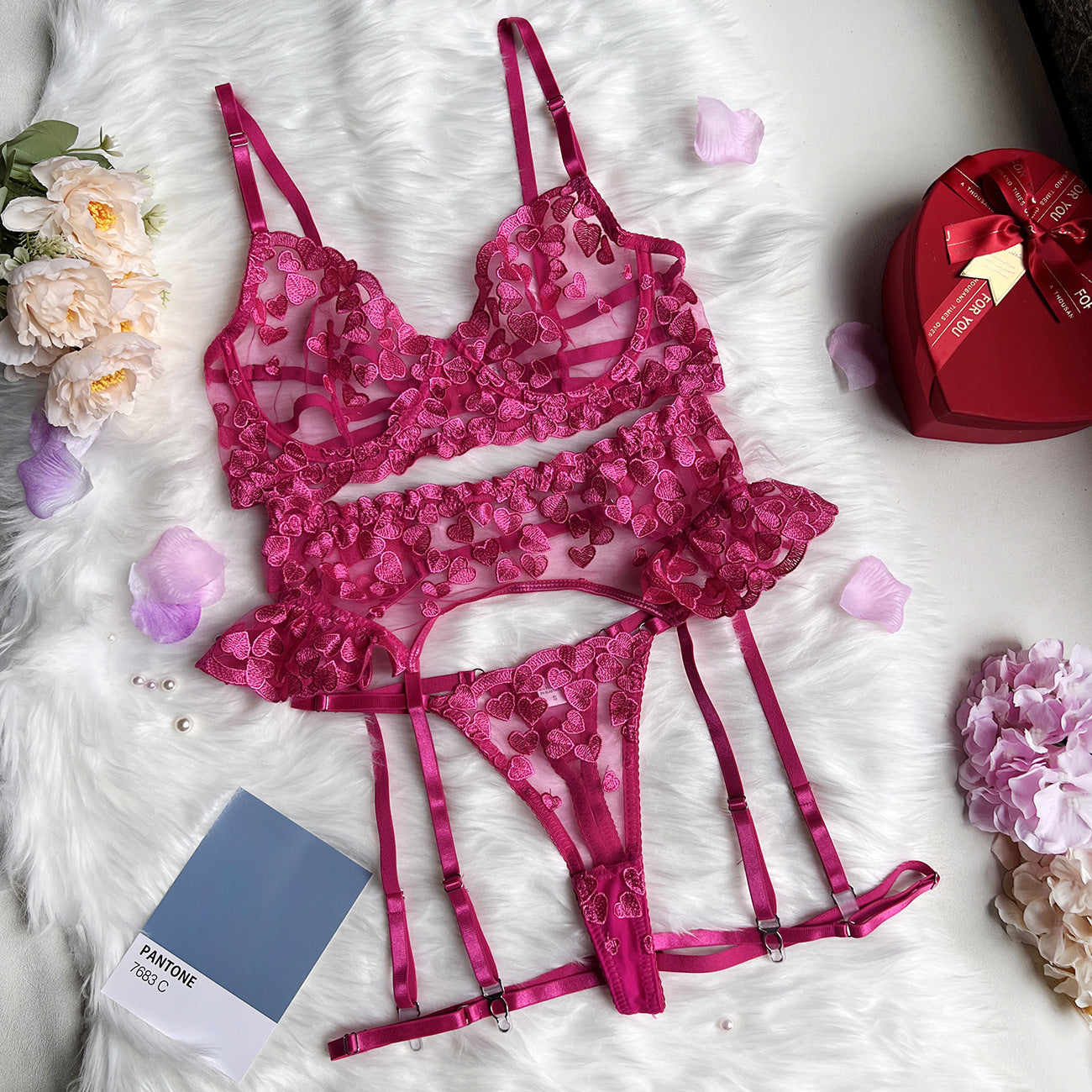 freedombeauty|ins love embroidery splicing strap sex underwear sex underwear kit