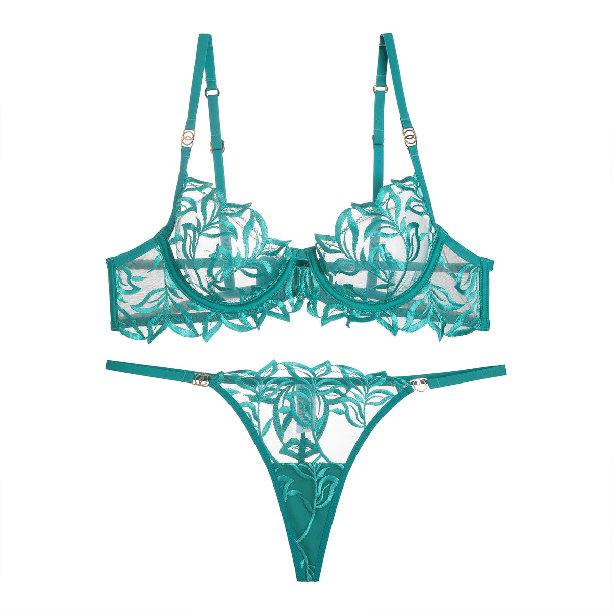 FREEDOMBEAUTY | Cross-border classic embroidered bras and underwear two sets women's underwear fishbone foreign trade special for Bra ultra-thin bras