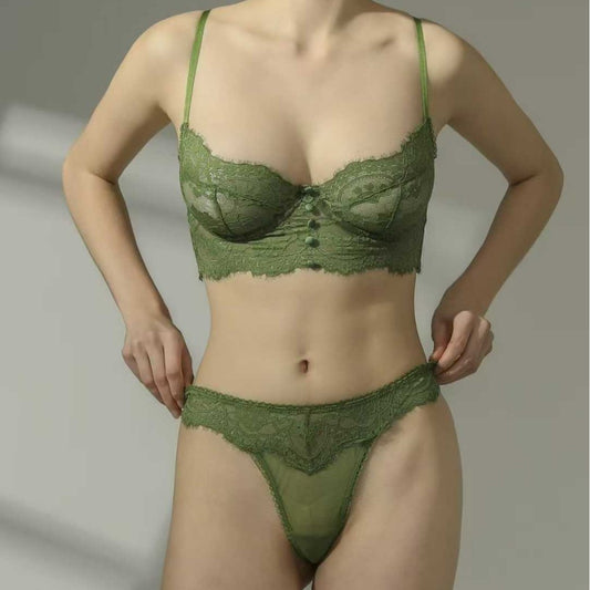 FREEDOMBEAUTY | Foreign trade underwear new collection of secondary breasts, large breasts, small ultra-thin lace sexy gathering bra, cross-border bra set