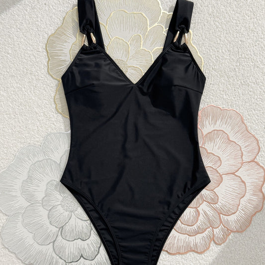 FREEDOMBEAUTY | Suspender one-piece swimsuit women's 2026 new sexy AliExpress Amazon metal element solid color swimsuit