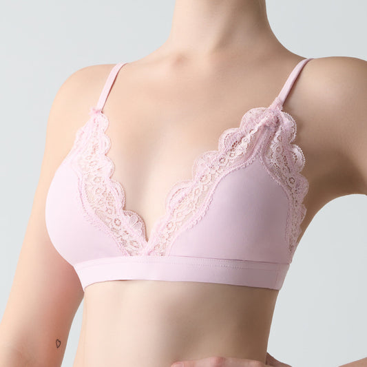 FreedomBeauty | Lace Triangle Bralette Lace Deep V Sexy Bra Adjustable Strap Lover Nude Underwear