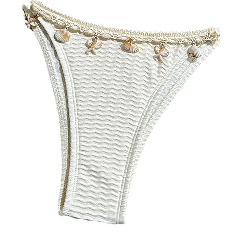 FREEDOMBEAUTY | 2025 new European and American shell lace-up bikini swimsuit women's beach hot spring bikini swimsuit