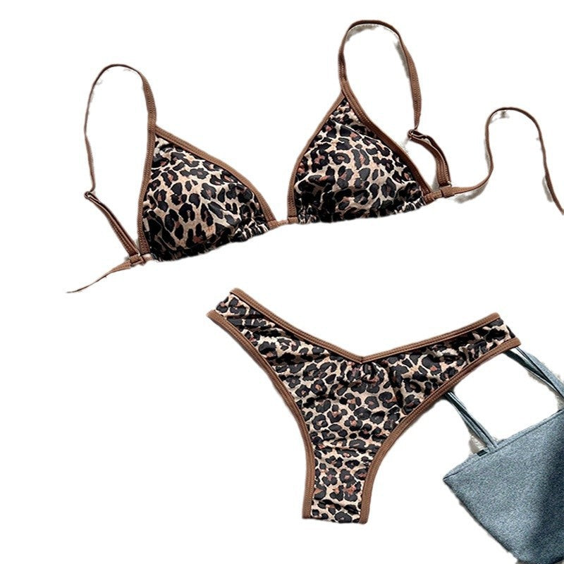 FREEDOMBEAUTY | Leopard print bikini 2025 new European and American lace-up swimsuit women's high-end beach hot spring swimsuit bikini