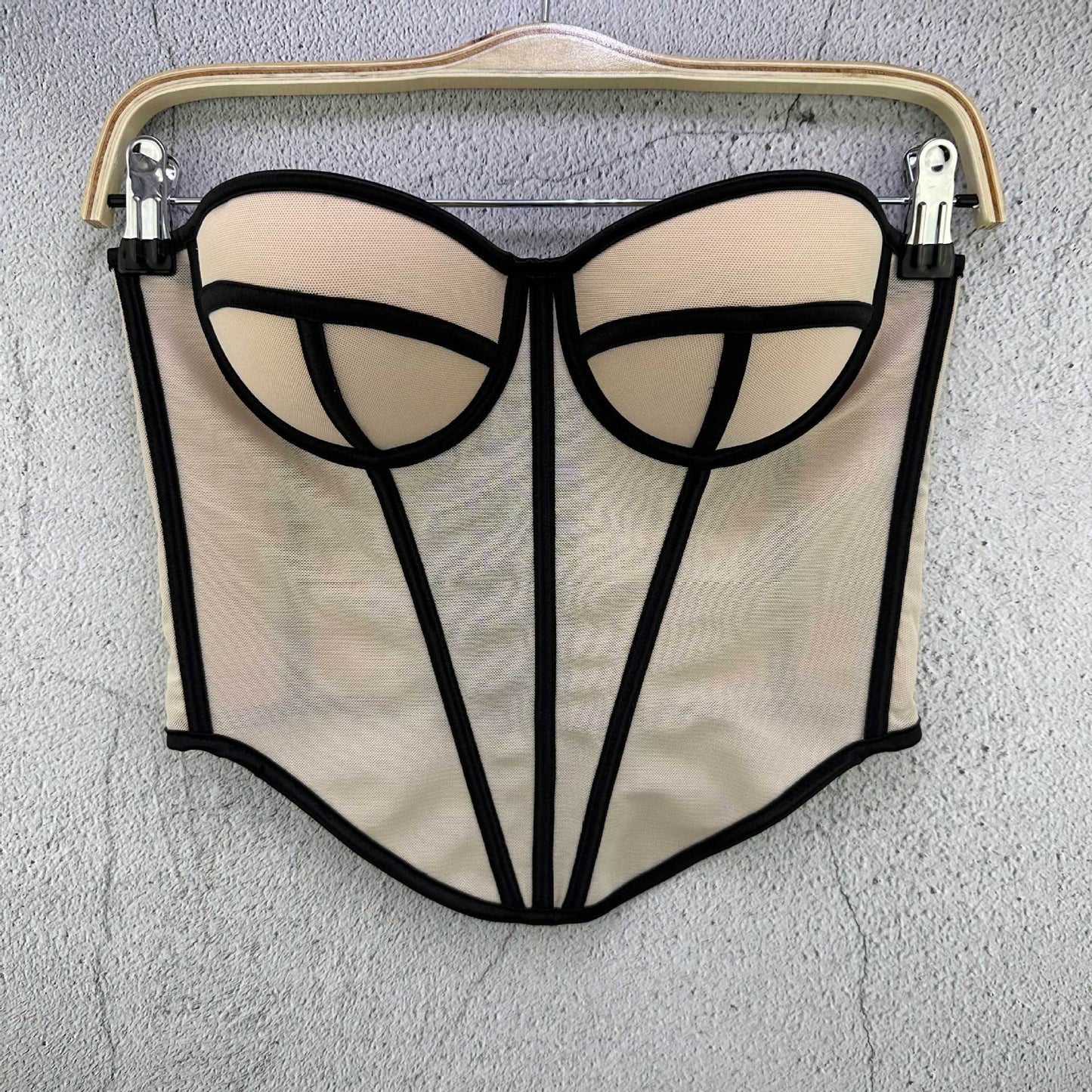 FREEDOMBEAUTY | European and American style hot-selling new mesh small vest sling retro slim and breathable temperament fishbone breast cup top women