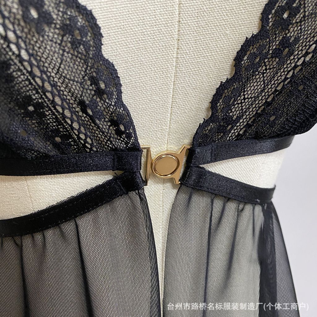 Freedombeauty | 5077 front button sex nightgown, mesh pajamas, transparent pajamas, nightgown