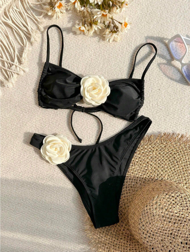 FREEDOMBEAUTY | 2025 new European and American fashion three-dimensional flower sexy bikini swimsuit women's vacation beach bikini swimsuit