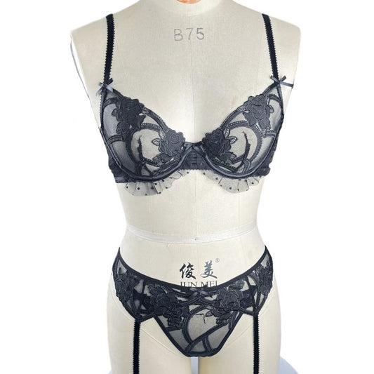 Freedombeauty | 24 new autumn and winter sexy French ultra-thin bra set women's sex seduction underwear