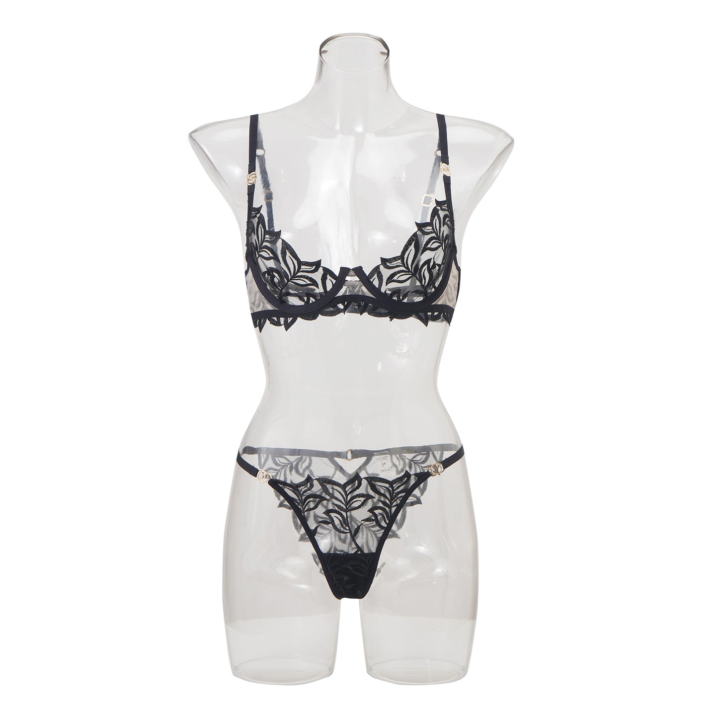 FREEDOMBEAUTY | Cross-border classic embroidered bras and underwear two sets women's underwear fishbone foreign trade special for Bra ultra-thin bras