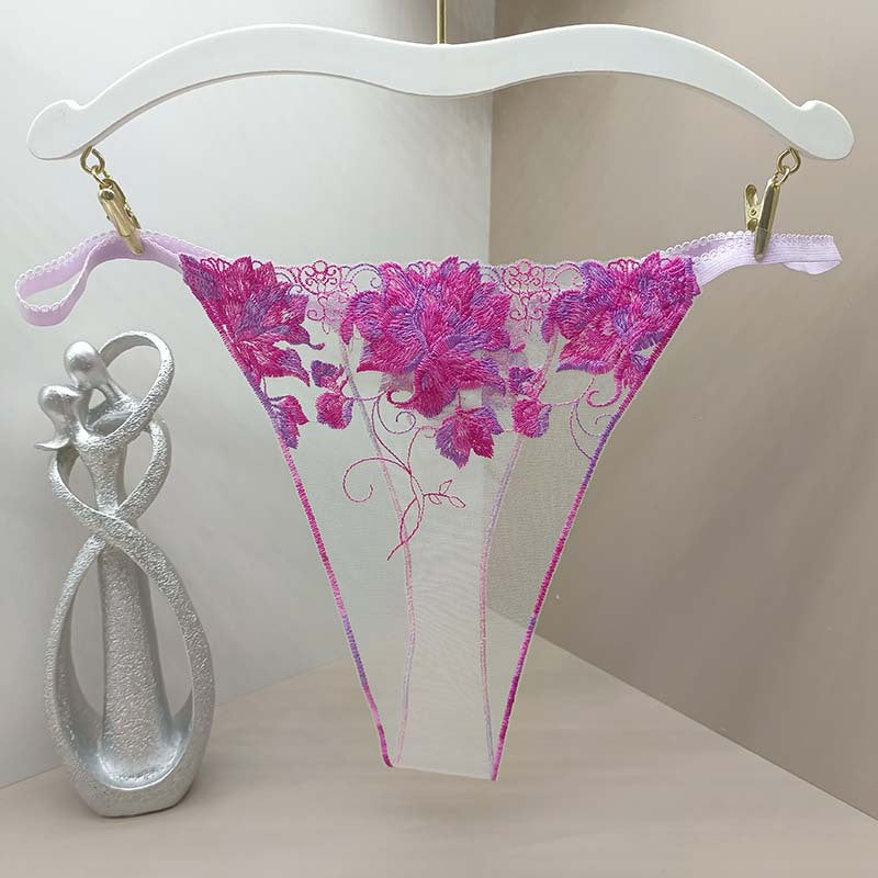 FREEDOMBEAUTY | Thong French Sexy Flower Transparent Ladies Lace Fixed Embroidered Panties Cross-Border Code Special Combination