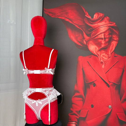 FREEDOMBEAUTY | FQ2980M209 Lace fungus root pure desire bra low waist sexy thong women's underwear set cross-border