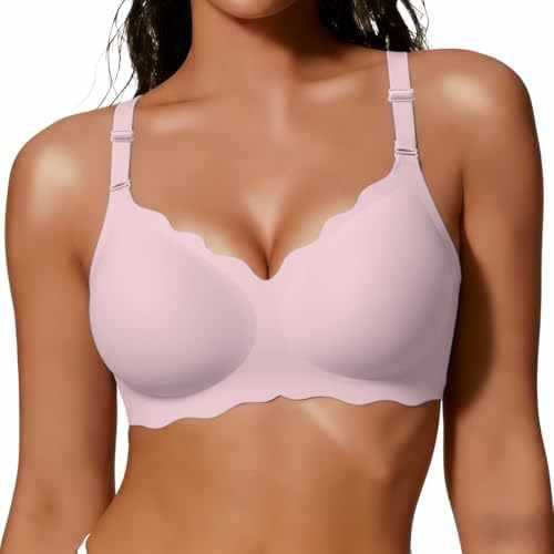 FREEDOMBEAUTY  Jelly Bras for Women No Underwire Scalloped Push U