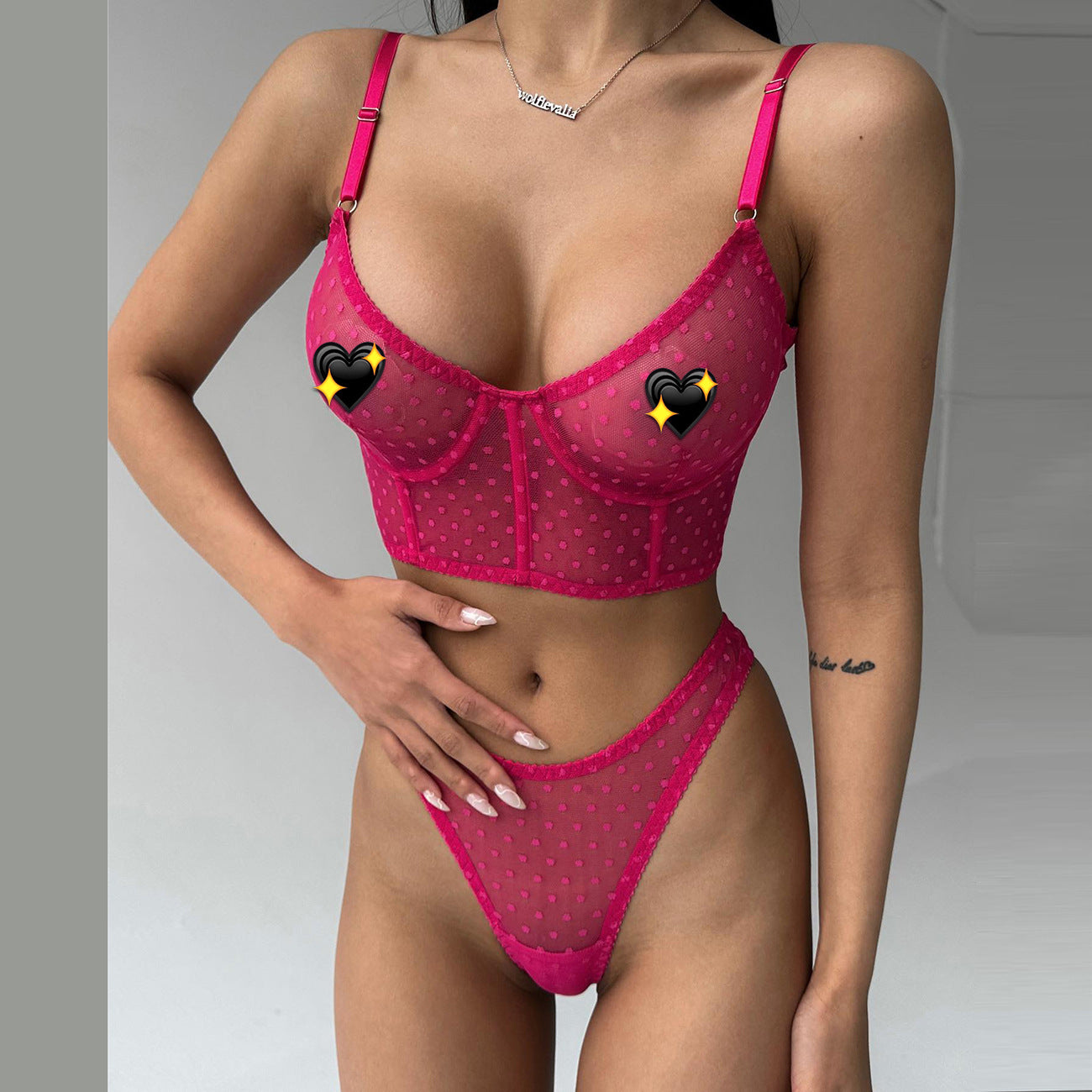 freedombeauty|Hot-selling lingerie sexy perspective fishbone 2-piece kit
