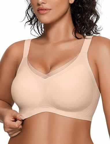 FREEDOMBEAUTY |OEAK Womens Wireless Bras V Mesh Comfortable Bralette Suppor