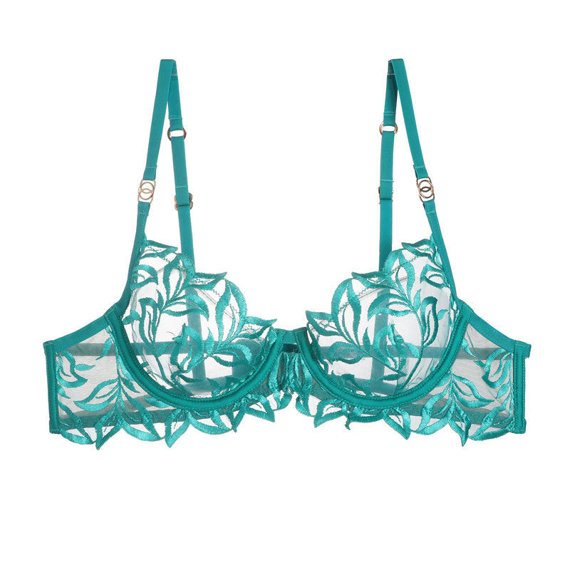 FREEDOMBEAUTY | Cross-border classic embroidered bras and underwear two sets women's underwear fishbone foreign trade special for Bra ultra-thin bras