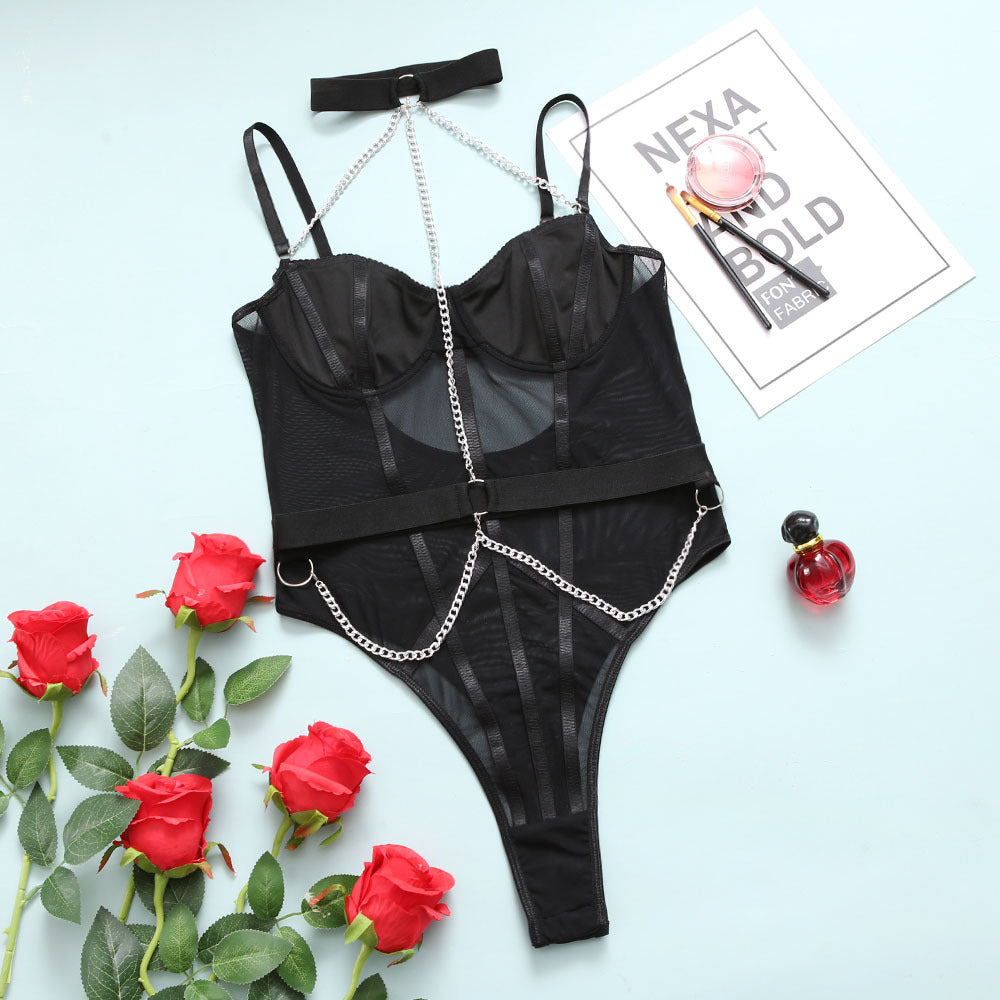 Freedombeauty | 4 high-end quality metal chain sling sexy backless sex  bodysuit women 21058