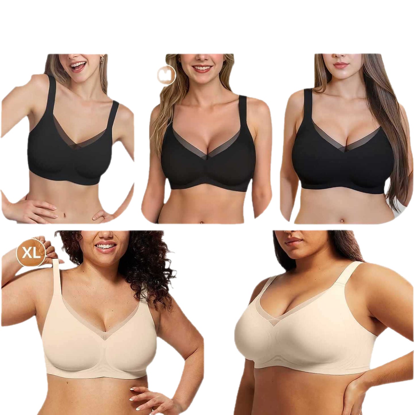 FREEDOMBEAUTY |OEAK Womens Wireless Bras V Mesh Comfortable Bralette Suppor