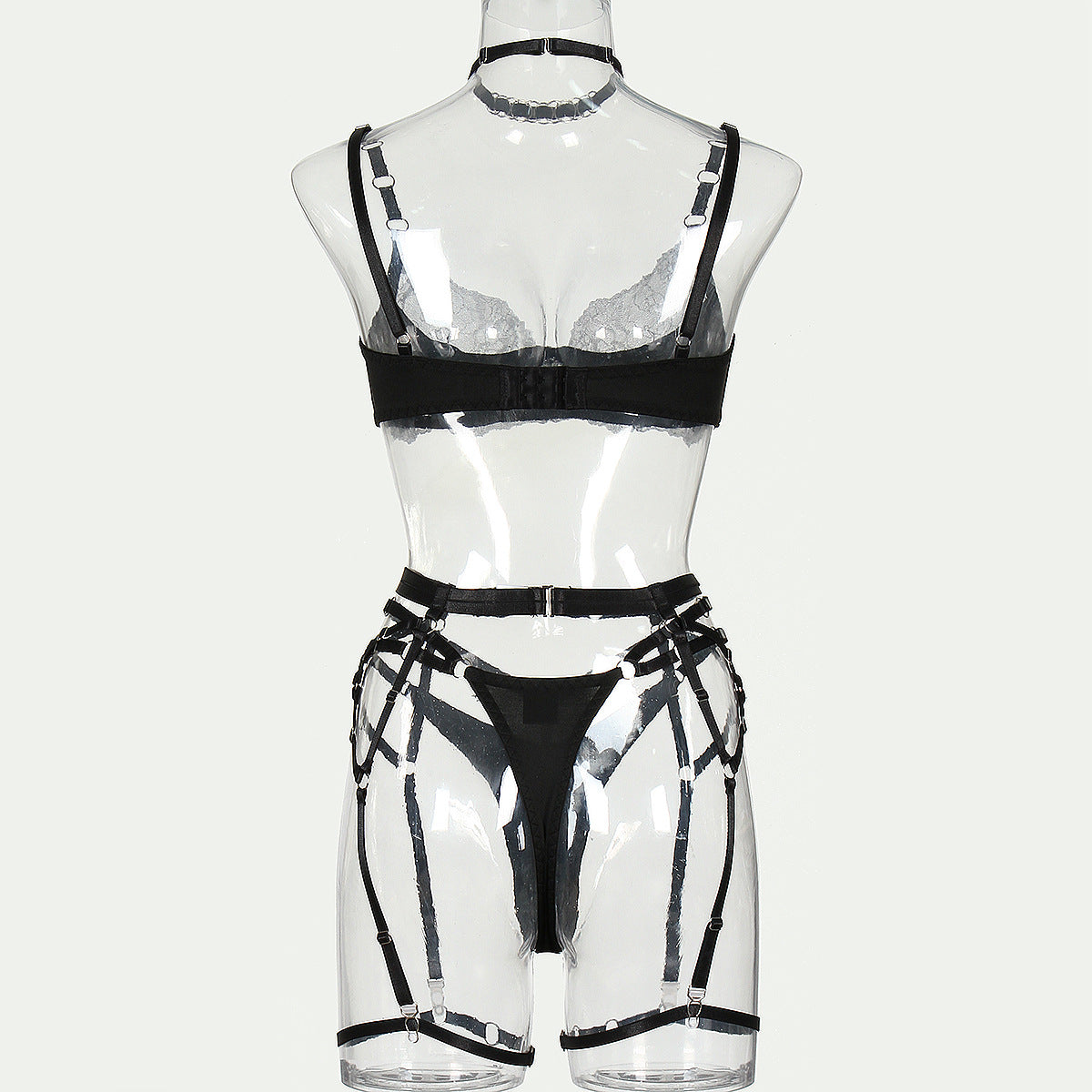 Freedombeauty | New bra complex craft embroidery mesh joint sexy hollow explosive underwear five-piece set