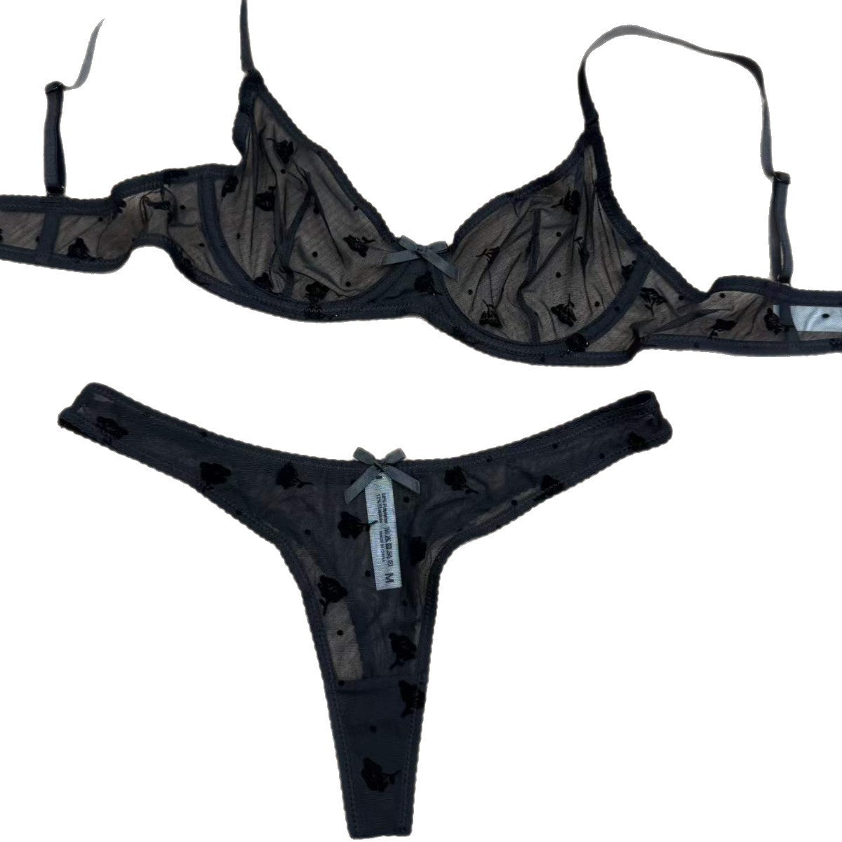 FREEDOMBEAUTY | Sexy lingerie thin flocking embroidered French underwear big breasts small gathering bra set Sexy Bra