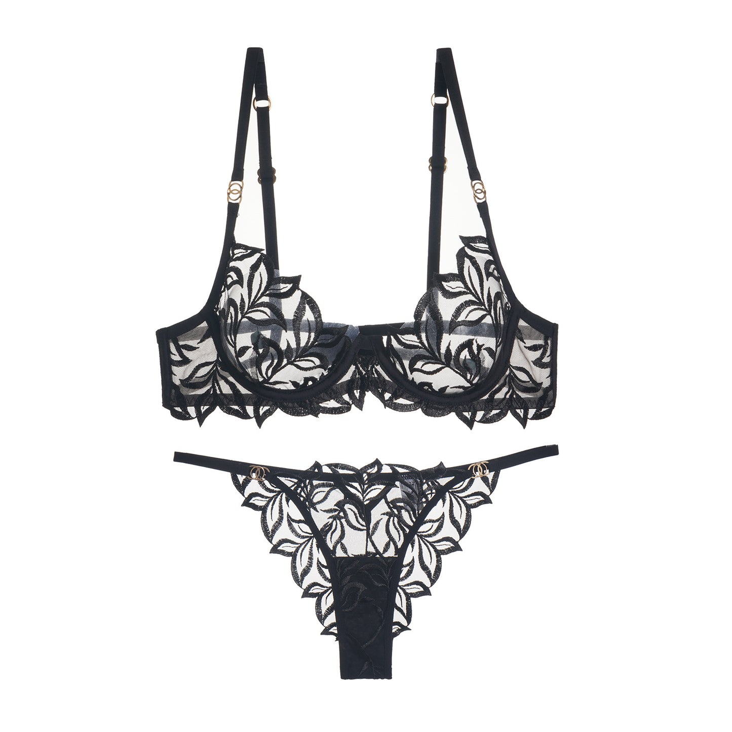 FREEDOMBEAUTY | Cross-border classic embroidered bras and underwear two sets women's underwear fishbone foreign trade special for Bra ultra-thin bras