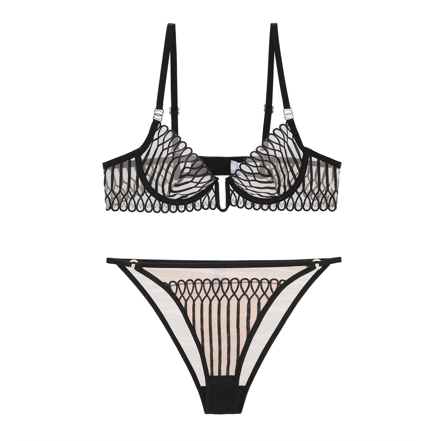 FREEDOMBEAUTY | Shellfish lace elegance temperament deep U steel rim natural shaping sexy French underwear bra panties French underwear