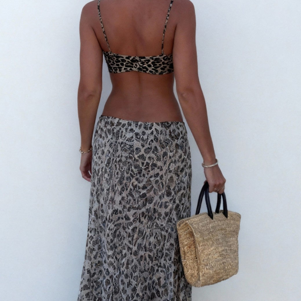 FREEDOMBEAUTY | Bikini dress split swimsuit women's 2026 new sexy AliExpress Amazon leopard print split swimsuit