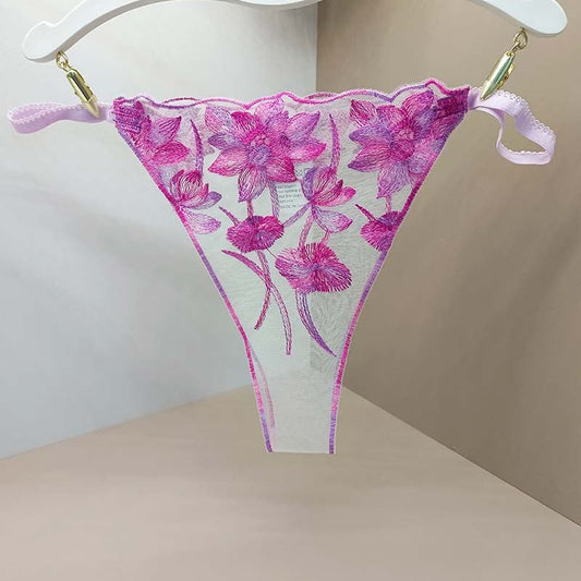 FREEDOMBEAUTY | Thong French Sexy Flower Transparent Ladies Lace Fixed Embroidered Panties Cross-Border Code Special Combination T-Pants