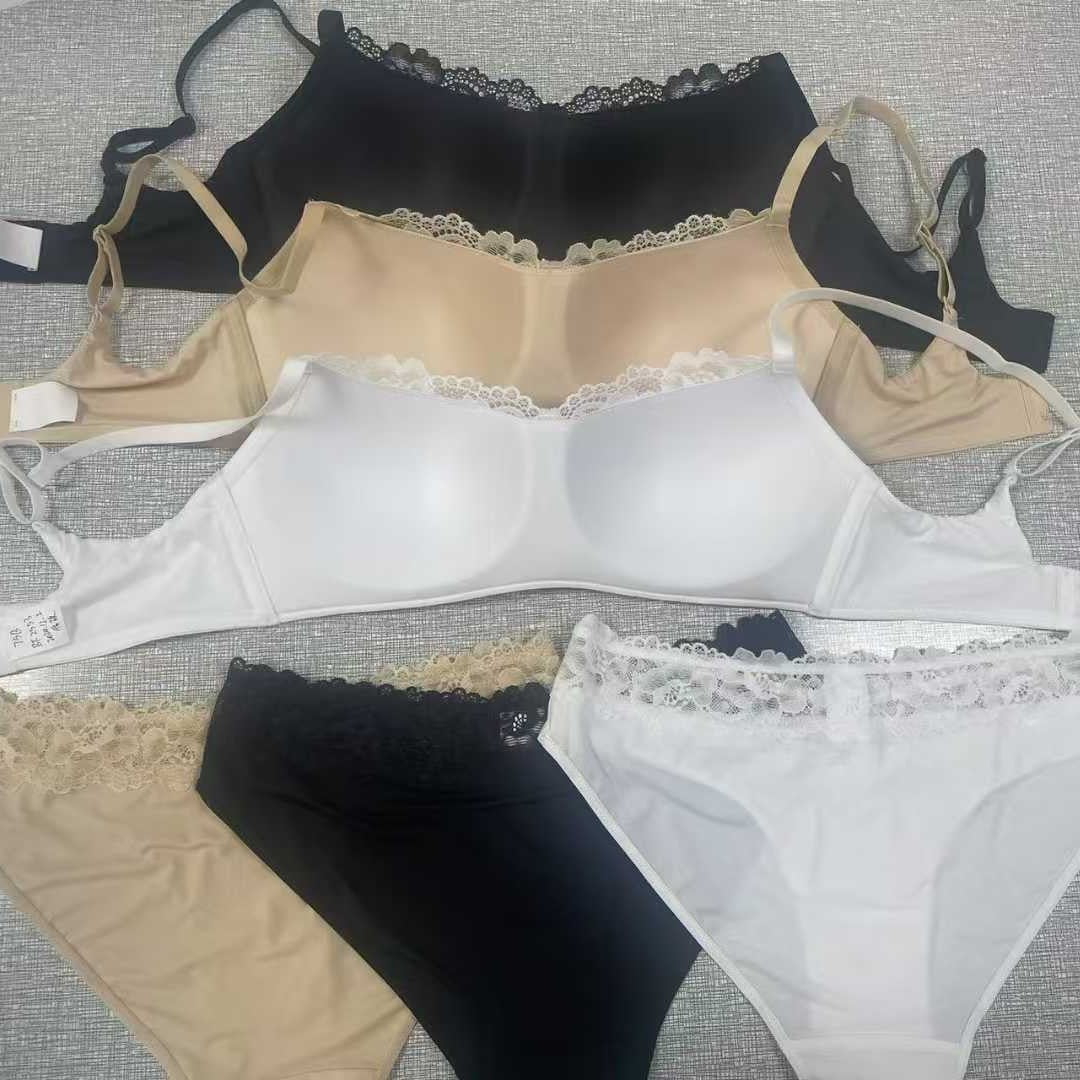 FREEDOMBEAUTY | Thin underwear seamless lace steel rim anti-sagging bra big chest small breasts sexy gathering bra set