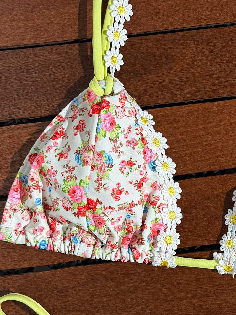 FREEDOMBEAUTY | Flower print split swimsuit women's 2025 new bikini beach vacation swimsuit