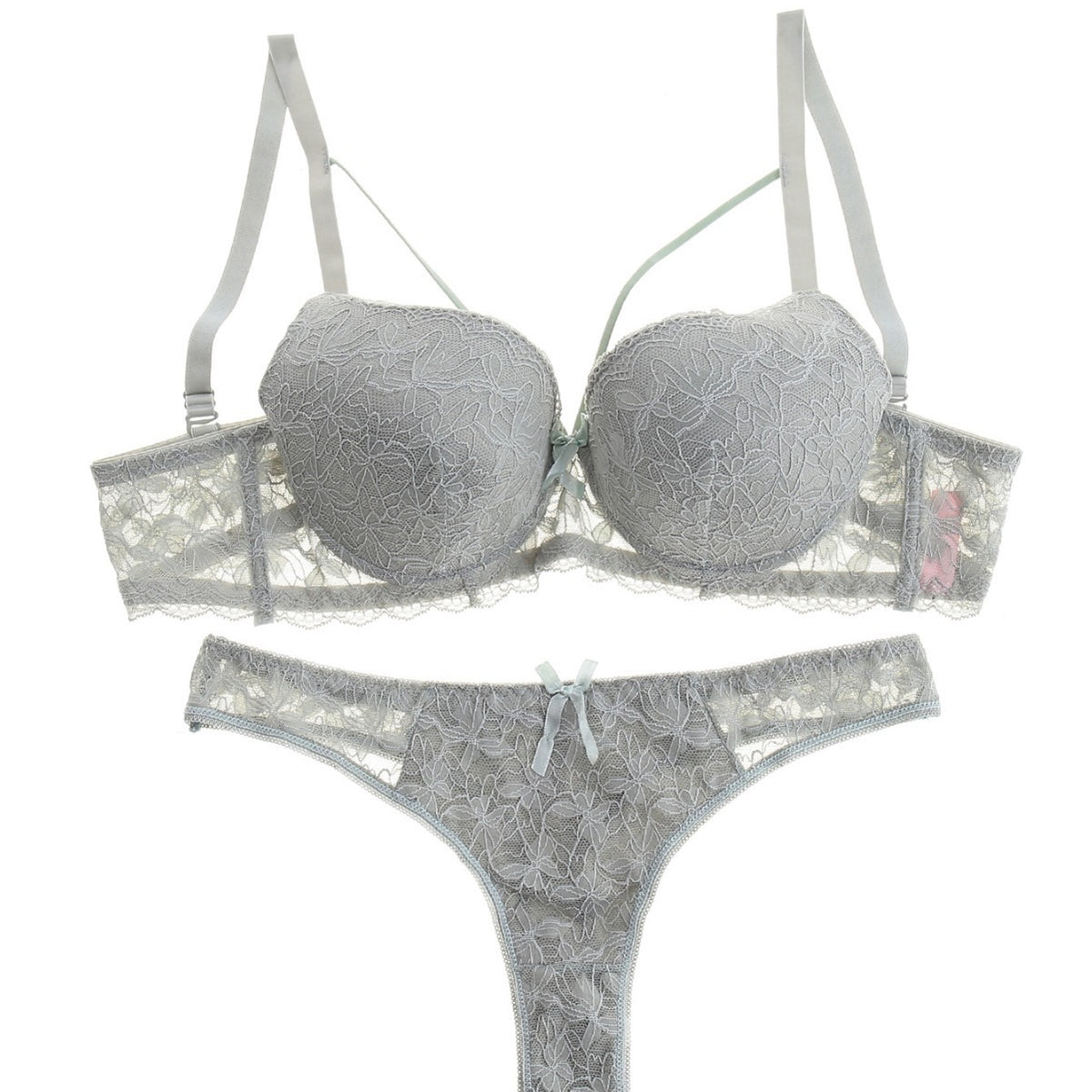 FREEDOMBEAUTY | Lace thong embroidered T-pants women's yoga sports panties bra set spring new models with chest pads sexy