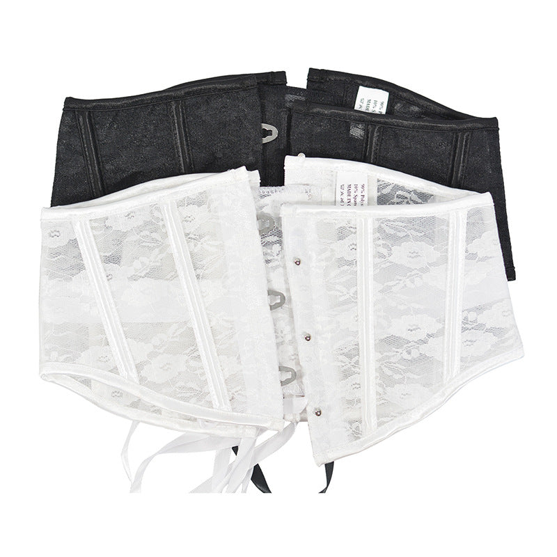 Freedombeauty|Autumn new lace short corset 16cm3 buckle herringbone support waist seal Lolita waist seal