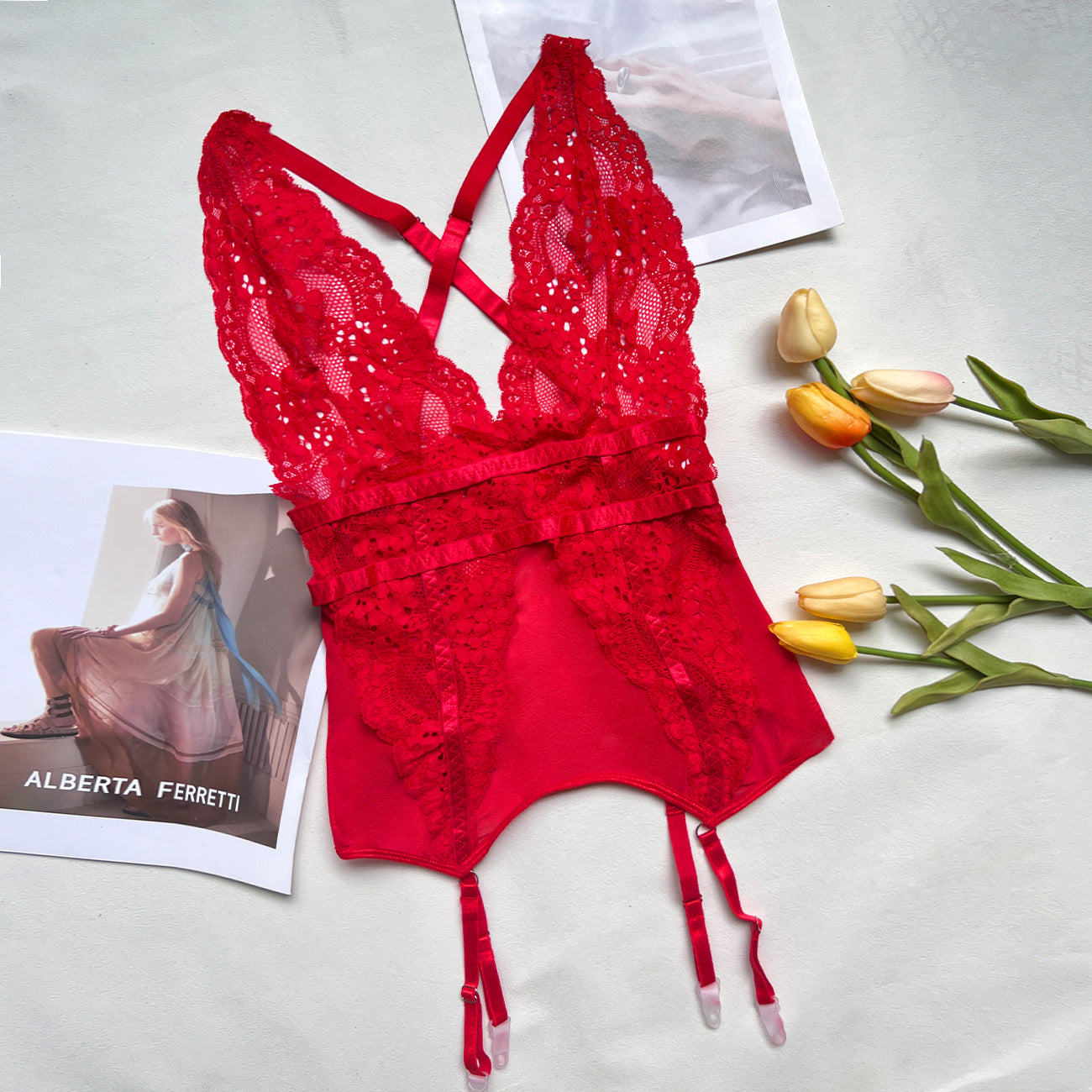 freedombeauty｜AliExpress's new sexy lingerie lace perspective seduction onesie woman