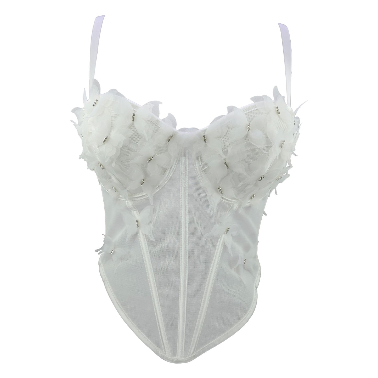 FREEDOMBEAUTY | Cross-border European and American new three-dimensional flower butterfly sling vest top slim-fitting pure desire wind sexy fish bone chest