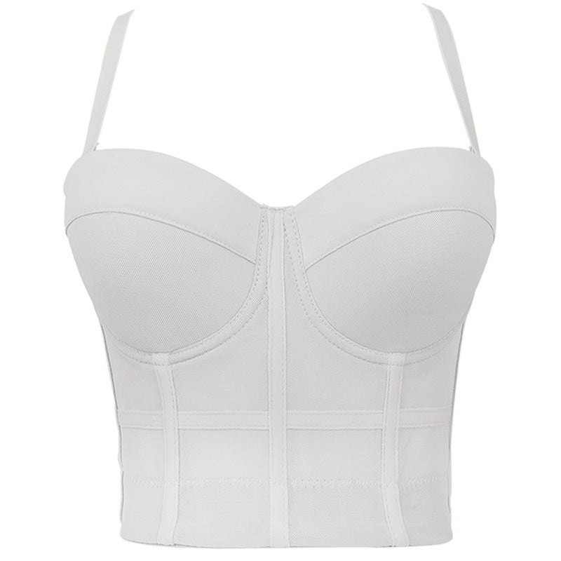 freedombeauty｜Elastic mesh underwear outer wear body sculpting yoga dance bra with chest pad Kaka beauty back sling vest DB594