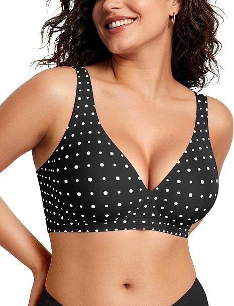 FREEDOMBEAUTY |OEAK Womens Deep V Bras Wireless Comfortable Bra Supportive