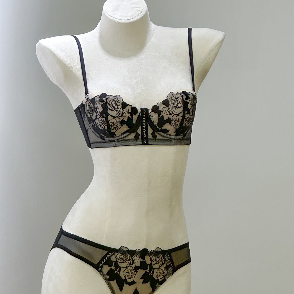 FREEDOMBEAUTY | French sexy rose half cup underwear rabbit ears breathable small chest lace thin women's suit bra