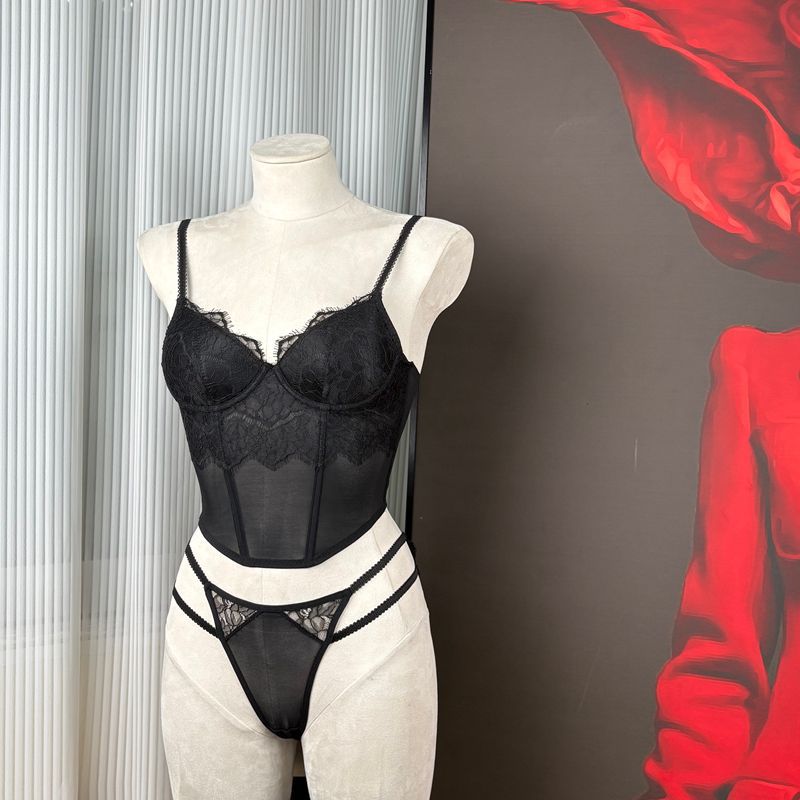 FREEDOMBEAUTY | FQ2902 Lash Lace Steel Rim Sponge Fishbone Bust Low Waist T Pants Sexy Cross Border Tank Tops Camis