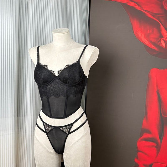 FREEDOMBEAUTY | FQ2902 Lash Lace Steel Rim Sponge Fishbone Bust Low Waist T Pants Sexy Cross Border Tank Tops Camis