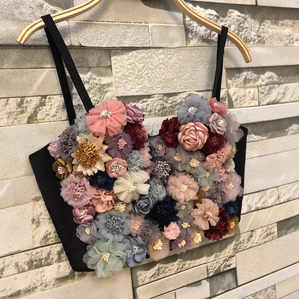 FREEDOMBEAUTY | Internet celebrity flower color matching vest short soft fairy multi-color suspender versatile chest wrap outer wear vest thin backless