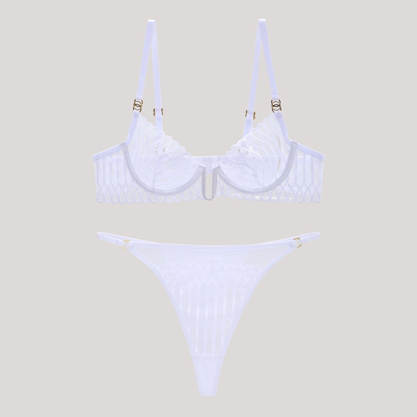 FREEDOMBEAUTY | Shellfish lace elegance temperament deep U steel rim natural shaping sexy French underwear bra panties French underwear