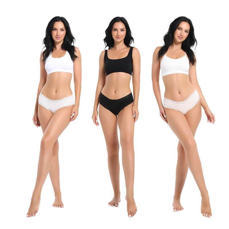 Freedombeauty | Catwalk Same Style Lace Underwear Women's Sexy Low Waist Pure Cotton Bottom Pure Desire Lace Briefs Generation Hair