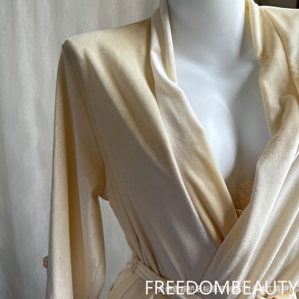 FREEDOMBEAUTY | 8006 velvet nightgown, Korean velvet nightgown, lace nightgown