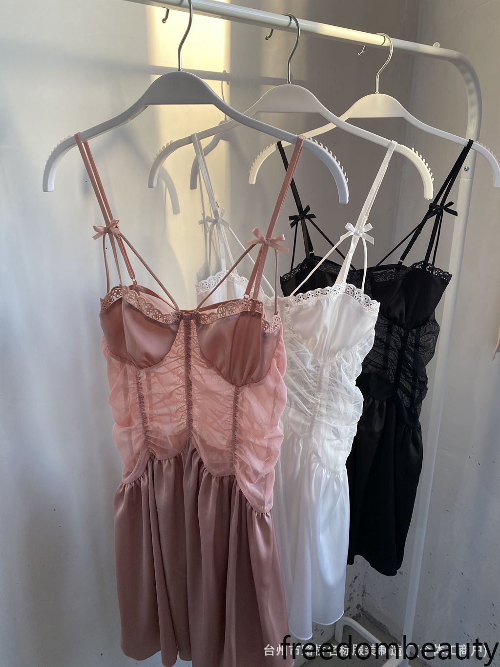Freedombeauty | 7067 mesh satin sex nightdress pajamas