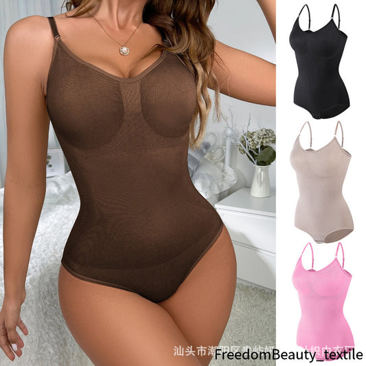 freedombeauty|Hot Sale Women's Shapewear Bodysuit Abdomen Control Hip Lift Strap Chest Support Body Shaper Corset Button Triangle Briefs