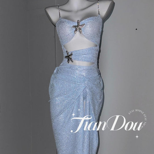 freedombeauty|[Deep Sea Mermaid] Dreamy High-Quality Texture Island Vacation Sexy One-Piece Long Dress Swimsuit Bikini Ins